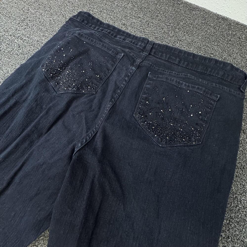 Not Your Daughter's Jeans Womens 20W Black Wide-Leg Relaxed Rhinestone Denim